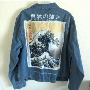 Brooklyn Cloth Great Wave Japanese Graphic Denim Jacket Streetwear L